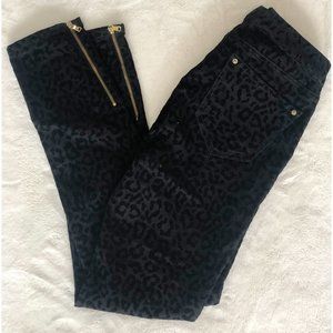 ZARA BLACK LEOPARD PRINT LEGGINGS W/ GOLD ZIPPER